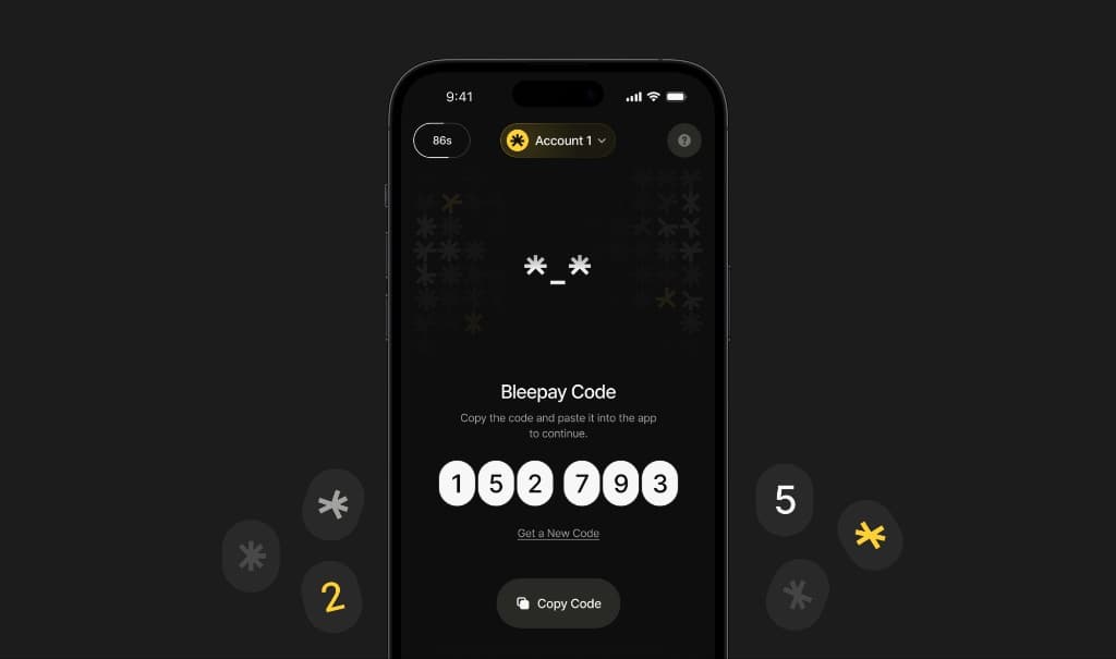Bleepay code wallet screen