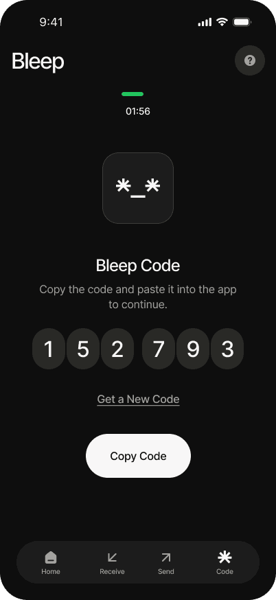 Bleepay wallet screen
