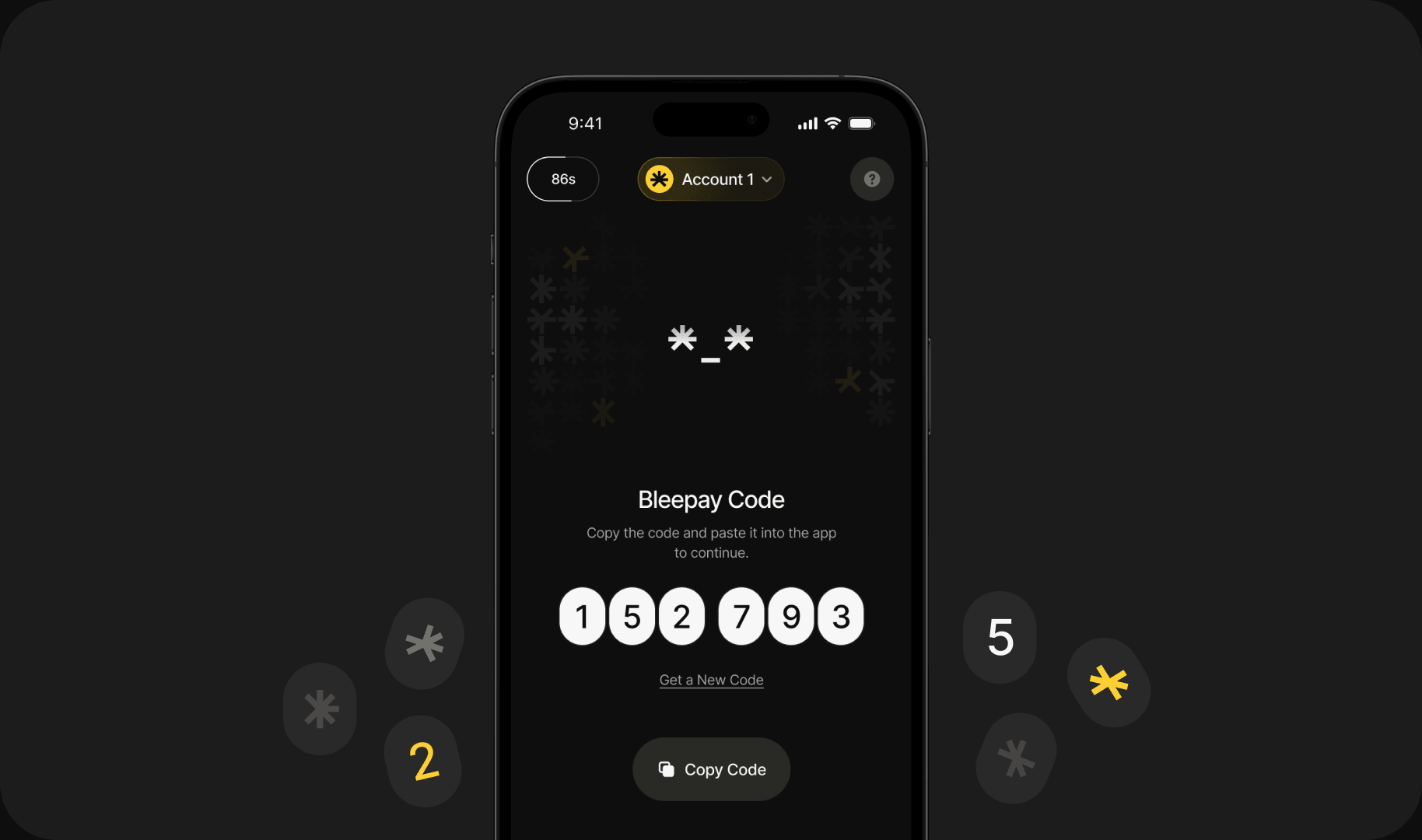 Bleepay code wallet screen